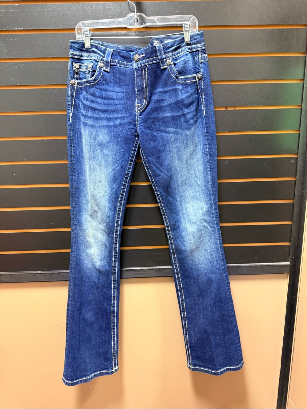 Miss Me Easy Boot Jeans Women’s 30 Mid Rise Embellished Rhinestone Bootcut Y2K
